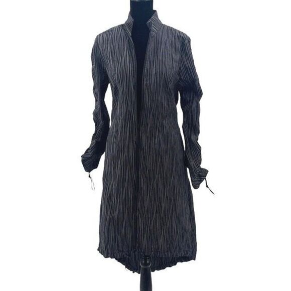 Snider Womens Striped Cardiff Full Zip Stretch Coat Dress Black White Small NWOT - Picture 2 of 13